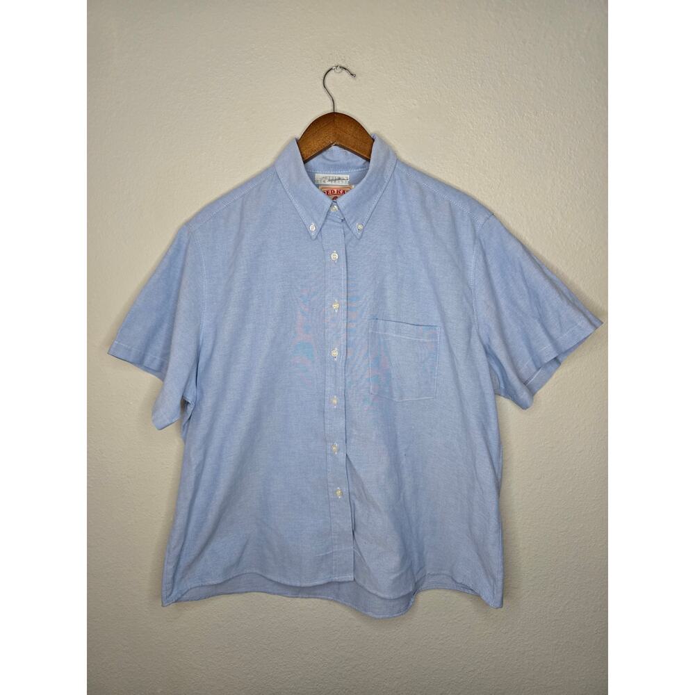 Red Kap Short Sleeve Button Down Mens XL Blue Industrial Workwear Pocket Shirt